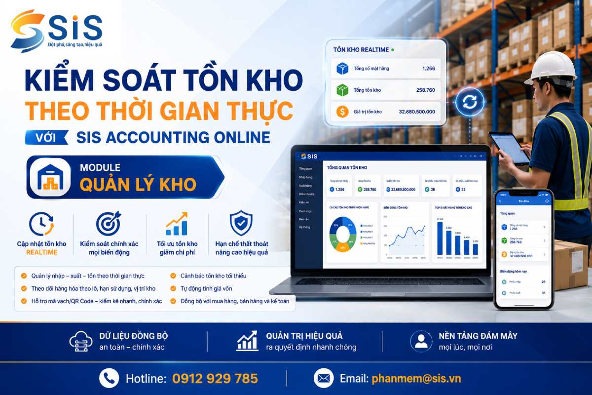 Quản lý tồn kho SIS Accounting Online – Kiểm soát tồn kho realtime